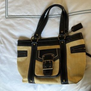 Coach summer natural fiber and leather purse.